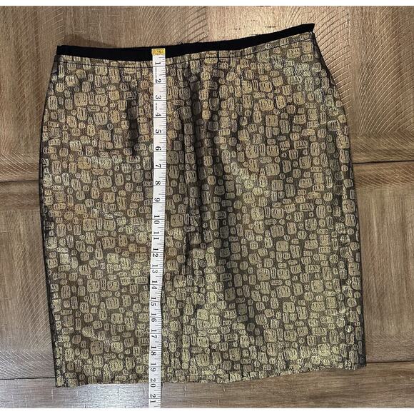 LOFT Skirt Womens Size 8 Petite Gold Metallic Straight Pencil Skirt Lined Zip Up - Picture 7 of 9